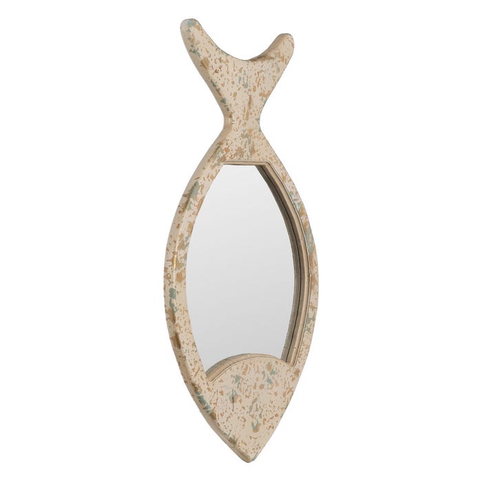 Espejo Pez Blanco Rozado Madera 36 X 2 X 64 Cm