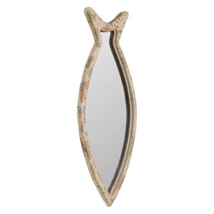 Espejo Pez Blanco Rozado Madera 20 X 2 X 52,50 Cm