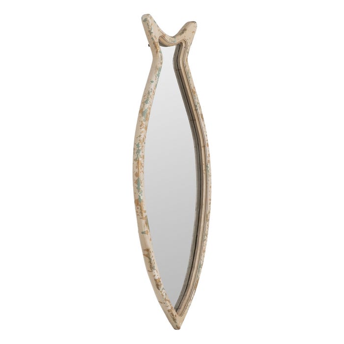 Espejo Pez Blanco Rozado Madera 24,50 X 2 X 64 Cm