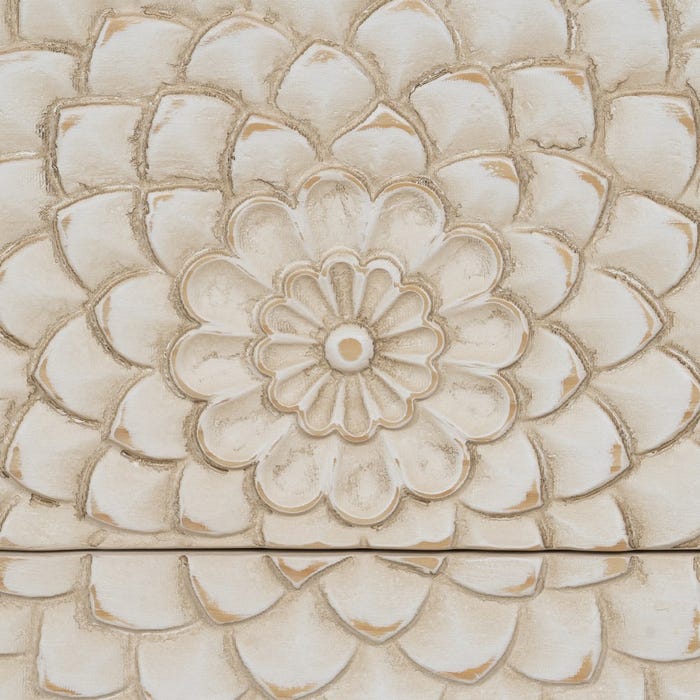 Mesita Tallada Blanco-Marrón Dm-Madera 64 X 36 X 71 Cm
