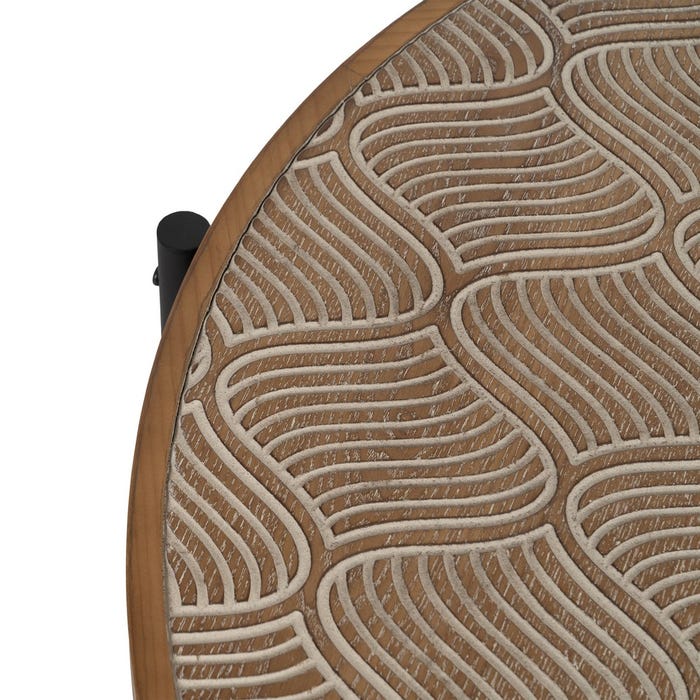 Natural-Black Metal-Wood Coffee Table 89 X 89 X 42.50 Cm