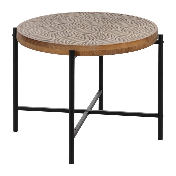 Mesita Natural-Negro Metal-Madera 69 X 69 X 52,50 Cm