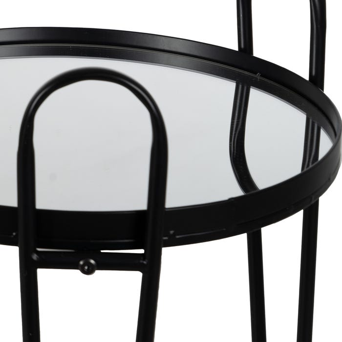 Decoração de Garçonete em Metal Preto e Vidro 40 X 40 X 82,50 Cm