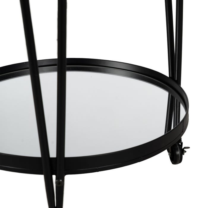 Decoração de Garçonete em Metal Preto e Vidro 40 X 40 X 82,50 Cm