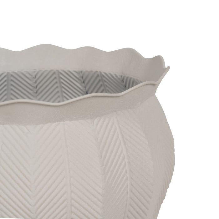 S/3 Maceteros Blanco Metal Decoración 25 X 25 X 28 Cm