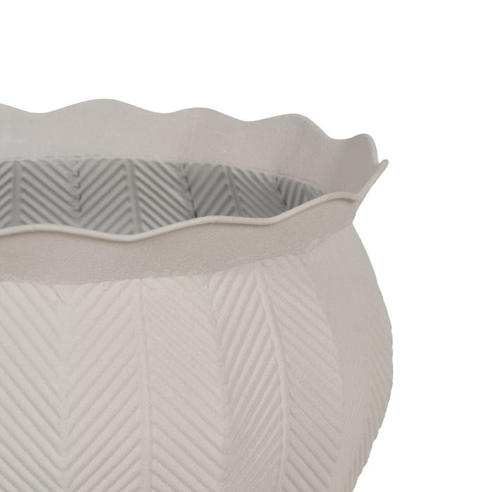 S/3 Maceteros Blanco Metal Decoración 25 X 25 X 28 Cm