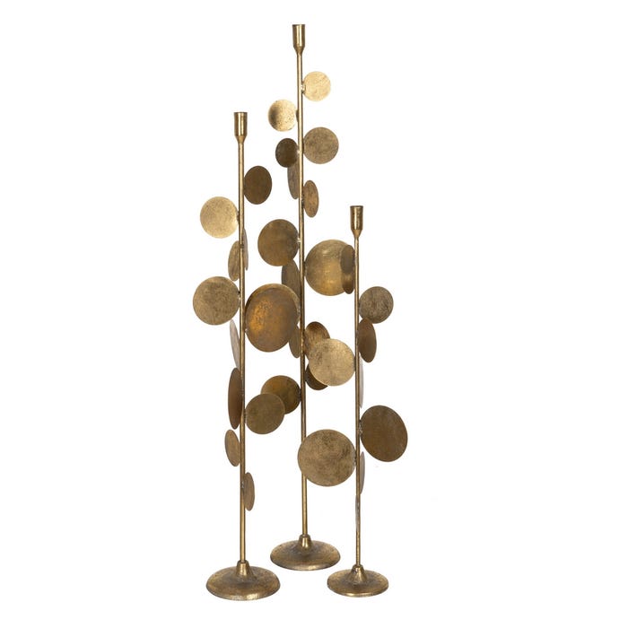 Gold Metal Candle Holder Decoration 18.50 X 18.50 X 71.50 Cm