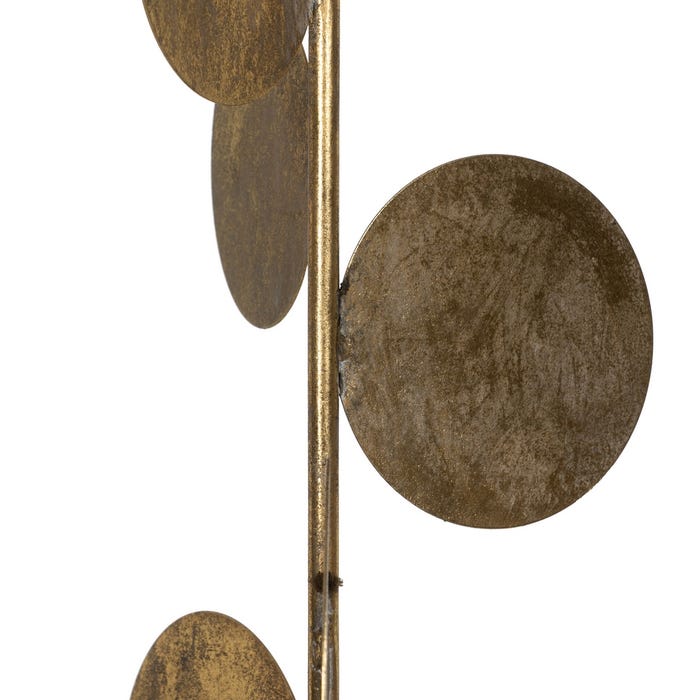 Decoração para porta-velas em metal dourado 18,50 x 18,50 x 71,50 cm