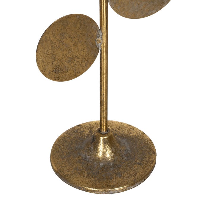 Decoração para porta-velas em metal dourado 18,50 x 18,50 x 71,50 cm