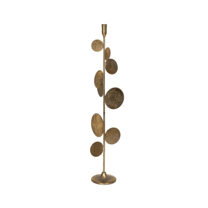 Decoração para porta-velas em metal dourado 18,50 x 18,50 x 71,50 cm