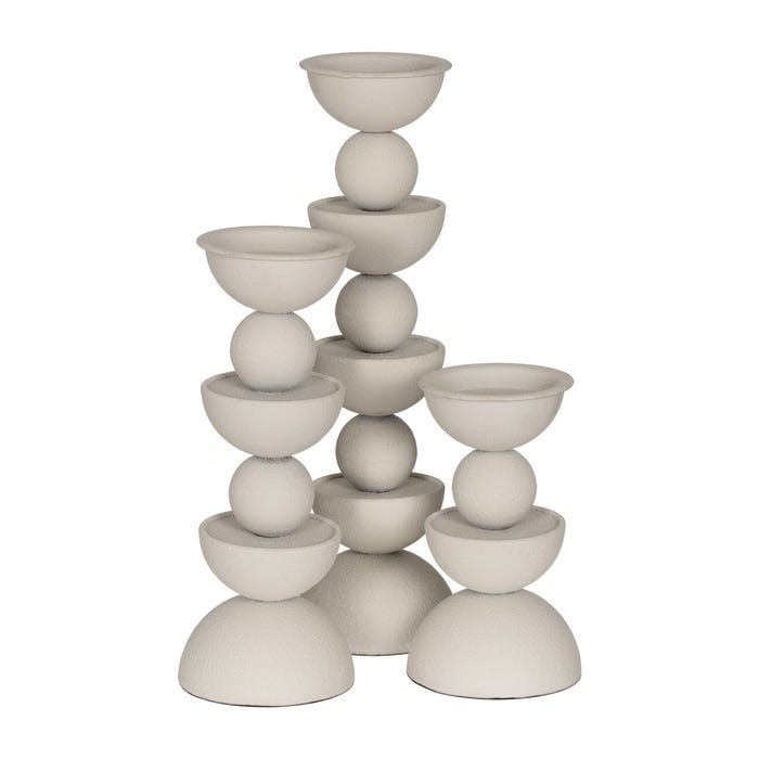 Portavelas Blanco Metal Decoración 12,50 X 12,50 X 32 Cm