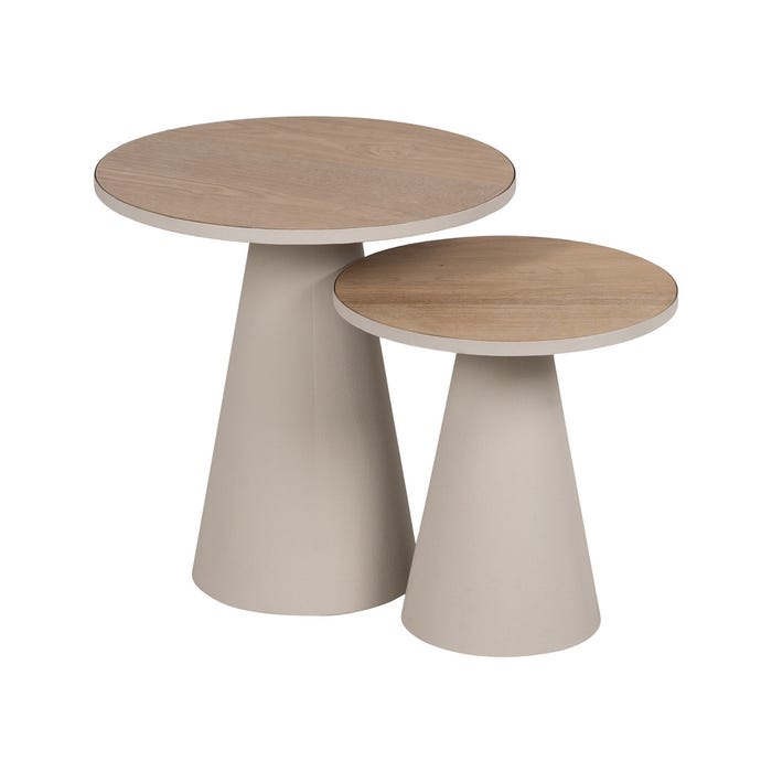 Mesita Natural-Blanco Dm-Metal 40,50 X 40,50 X 42,50 Cm