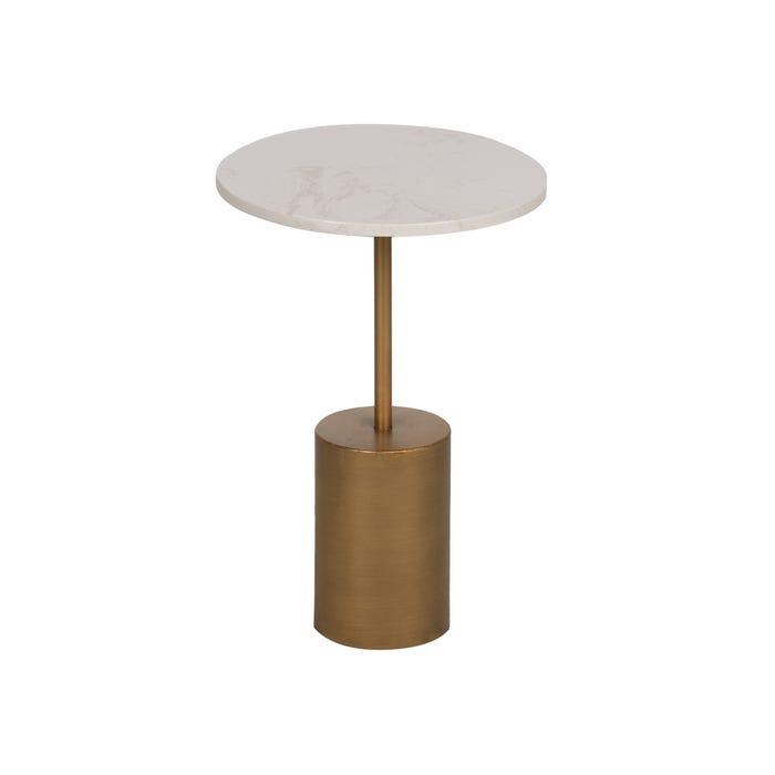 Mesita Oro-Blanco Metal-Mármol 35 X 35 X 52 Cm