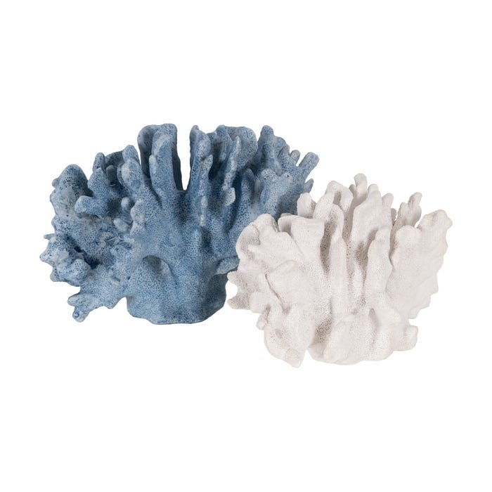 Figura Coral Blanco Resina Decoración 22,50 X 13 X 16 Cm