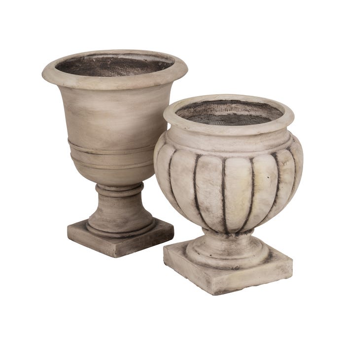Vaso de fibra de magnésio bege 42 x 42 x 52 cm