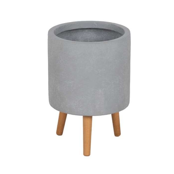 S/3 Maceteros Gris Fibra De Magnesio 36 X 36 X 56 Cm