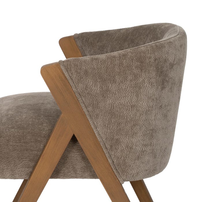 Taupe Birch Wood Chair Living Room 58 X 59.50 X 68.50 Cm