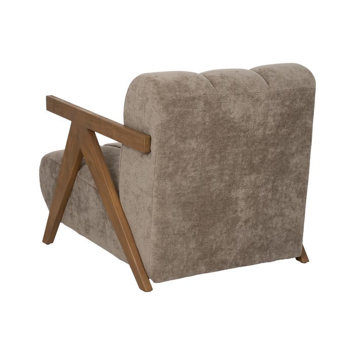 Sillón Taupe Madera De Abedul Salón 76,50 X 87 X 72,50 Cm