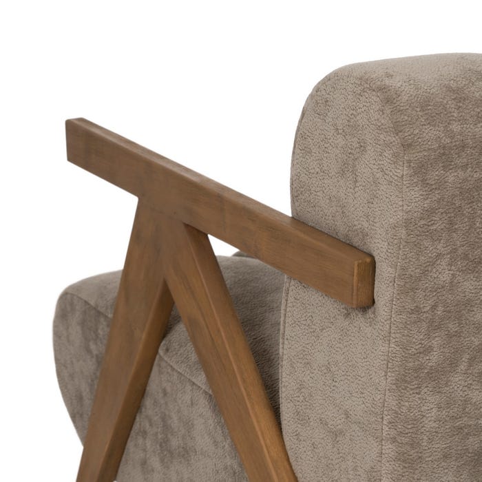 Sillón Taupe Madera De Abedul Salón 76,50 X 87 X 72,50 Cm