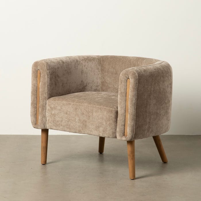 Sillón Taupe Madera De Abedul Salón 73 X 73 X 68 Cm