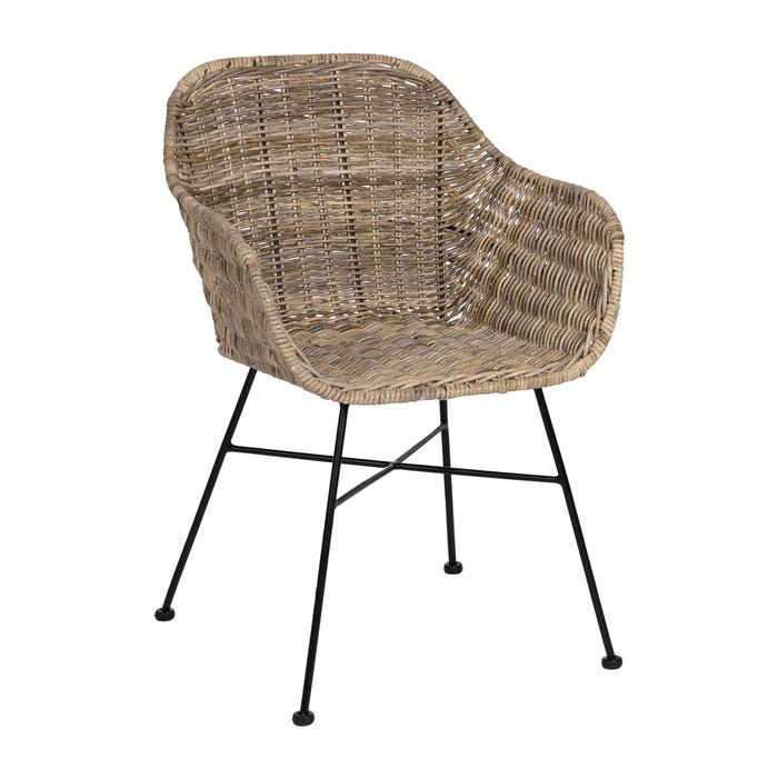 Natural Fiber-Metal Living Room Chair 57 X 57 X 80 Cm
