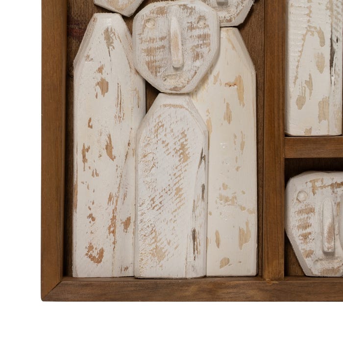 Wall Mural Figures Brown Wood 120 X 80 X 6 Cm