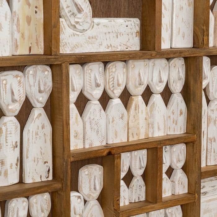 Mural Pared Figuras Marrón Madera 120 X 164 X 6 Cm