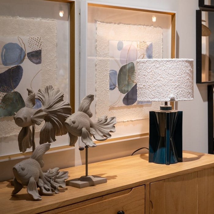 Luminária de mesa de cerâmica 25 x 25 x 42 cm