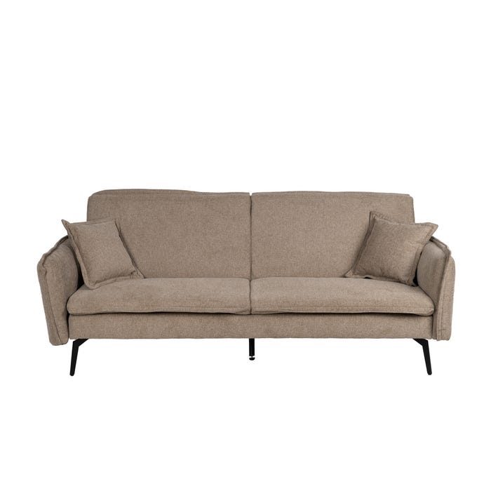 Taupe Fabric-Metal Sofa Bed Living Room 214 X 106 X 84 Cm