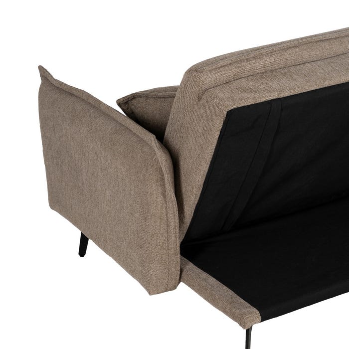 Taupe Fabric-Metal Sofa Bed Living Room 214 X 106 X 84 Cm