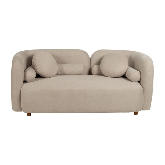 2-Seater Beige Fabric-Wood Sofa 176 x 88 x 72 cm