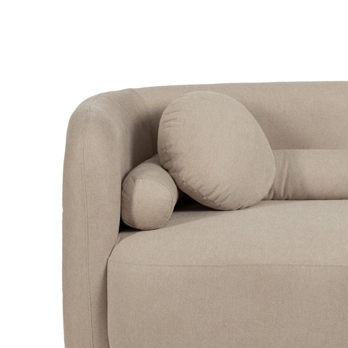2-Seater Beige Fabric-Wood Sofa 176 x 88 x 72 cm