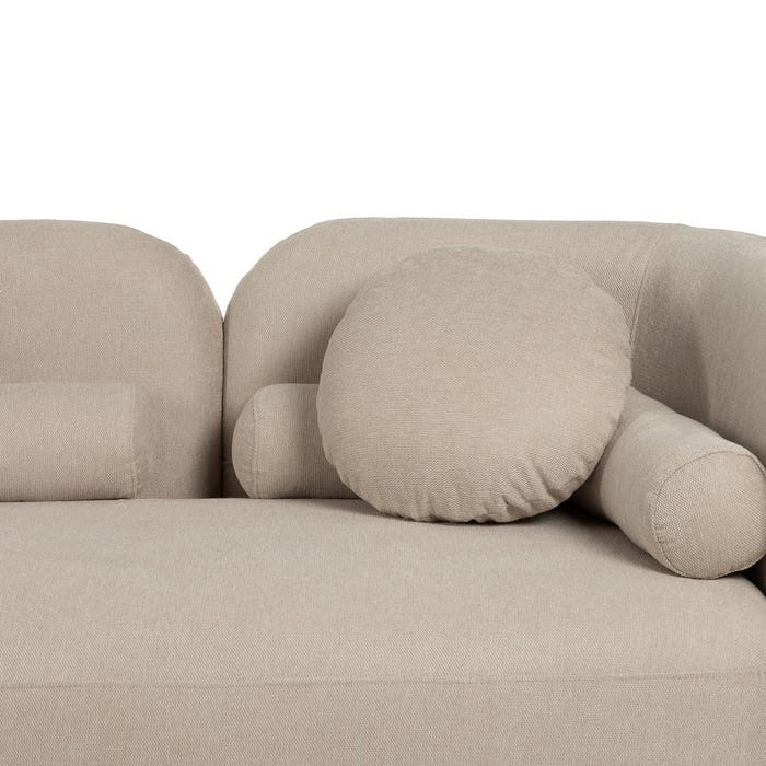 2-Seater Beige Fabric-Wood Sofa 176 x 88 x 72 cm