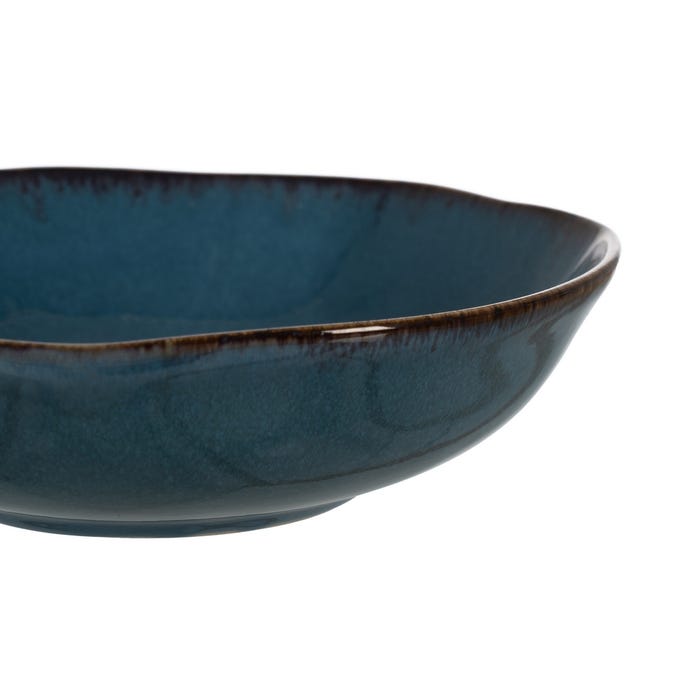 Plato Hondo Azul Stoneware Cocina 20 X 20 X 5,50 Cm