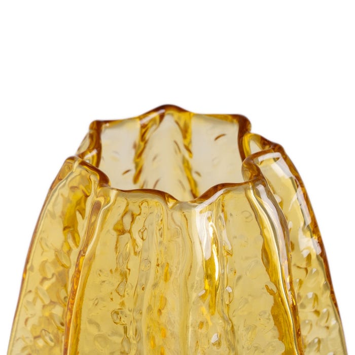 Jarrón Amarillo Cristal Decoración 16 X 16 X 35 Cm