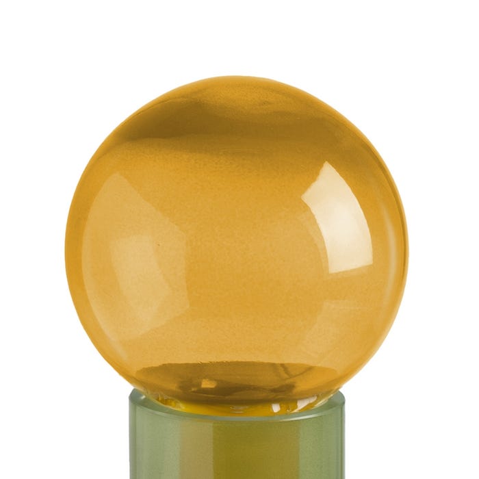 Figura de garrafa de vidro verde-amarelo 16,80 x 16,80 x 33,50