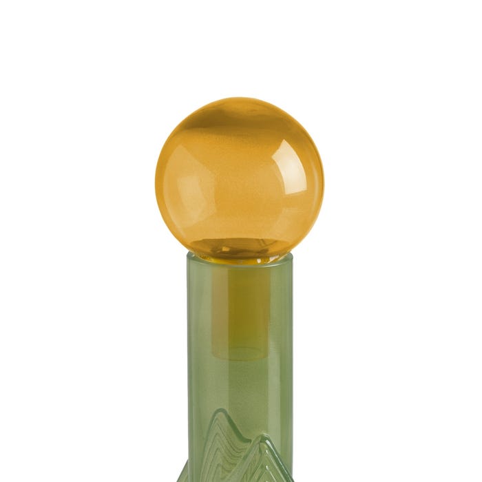Figura de garrafa de vidro verde-amarelo 16,80 x 16,80 x 33,50