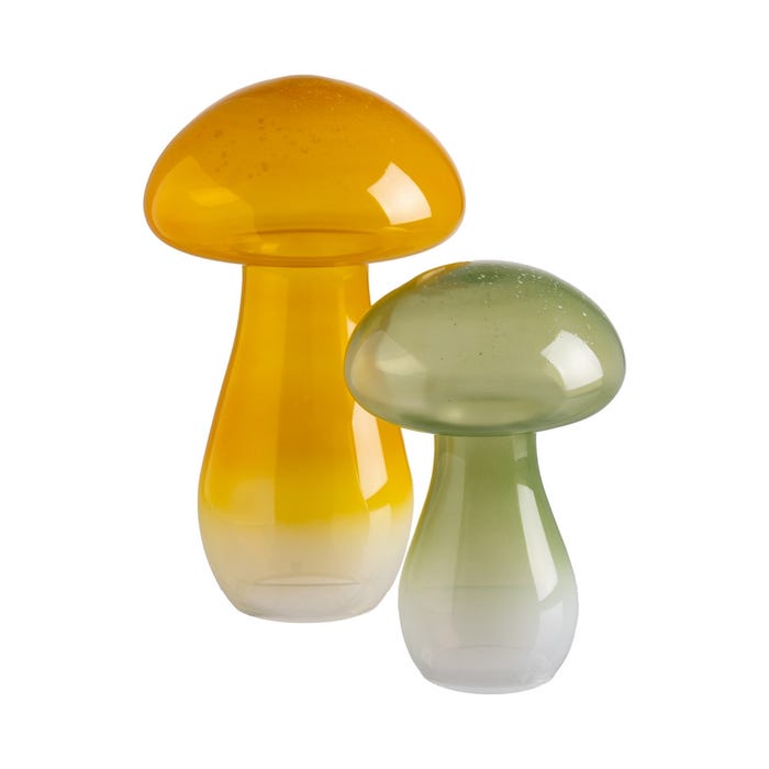Yellow Mushroom Figure Crystal Decoration 17 X 17 X 30 Cm