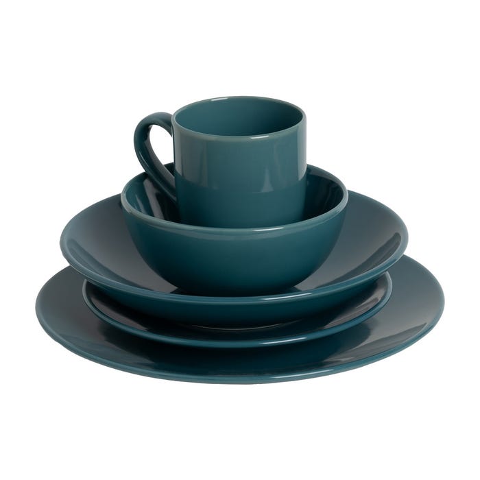 Plato Postre Azul Stoneware Cocina 20 X 20 X 2,50 Cm