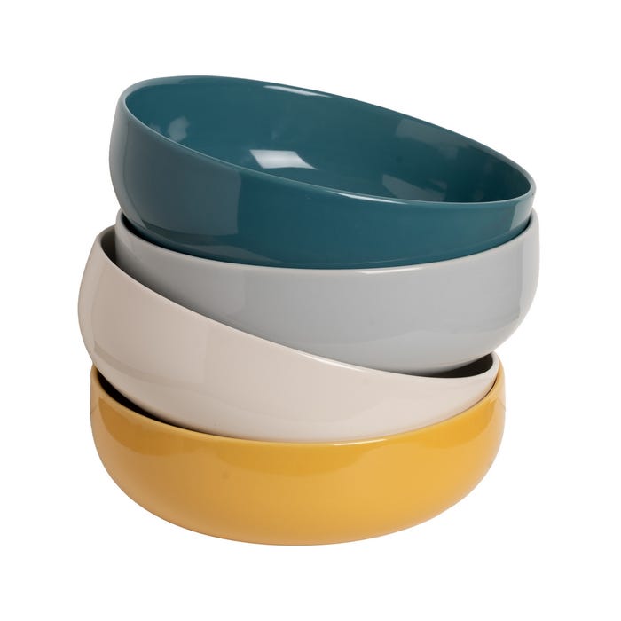 Blue Stoneware Kitchen Salad Bowl 23.50 X 23.50 X 8.50 Cm