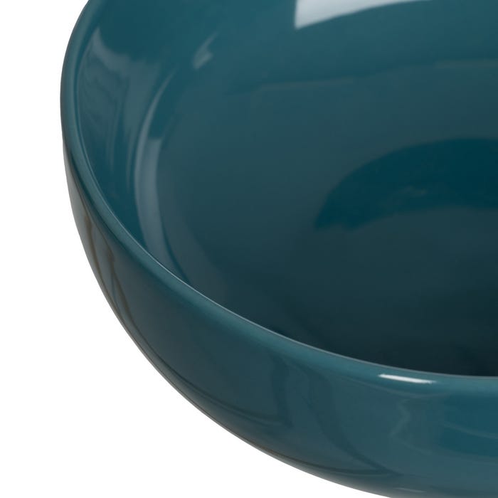 Tigela de salada de cozinha em cerâmica azul 23,50 x 23,50 x 8,50 cm