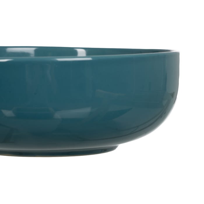 Tigela de salada de cozinha em cerâmica azul 23,50 x 23,50 x 8,50 cm