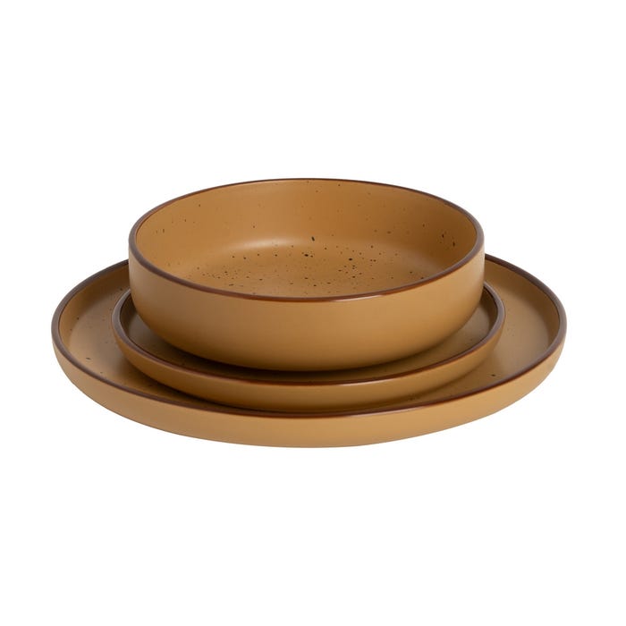 Plato Postre Ocre Stoneware Cocina 20,50 X 20,50 X 2,50 Cm