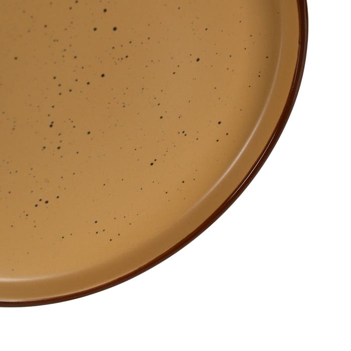 Plato Postre Ocre Stoneware Cocina 20,50 X 20,50 X 2,50 Cm