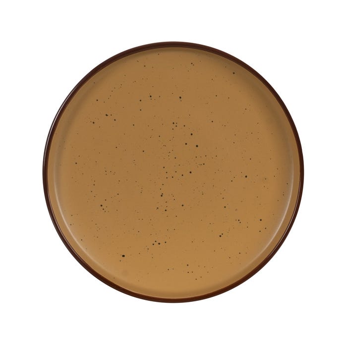 Plato Postre Ocre Stoneware Cocina 20,50 X 20,50 X 2,50 Cm