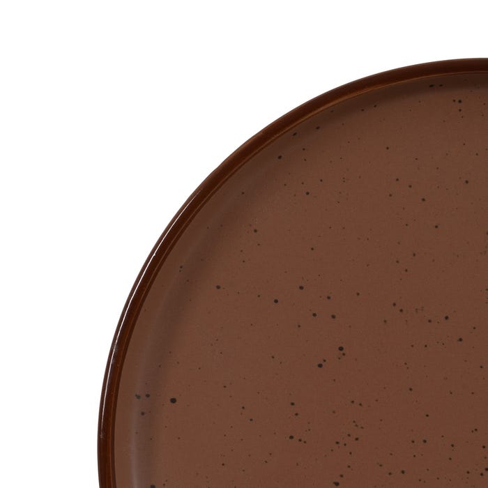 Brown Stoneware Kitchen Dessert Plate 20.50 X 20.50 X 2.50 Cm