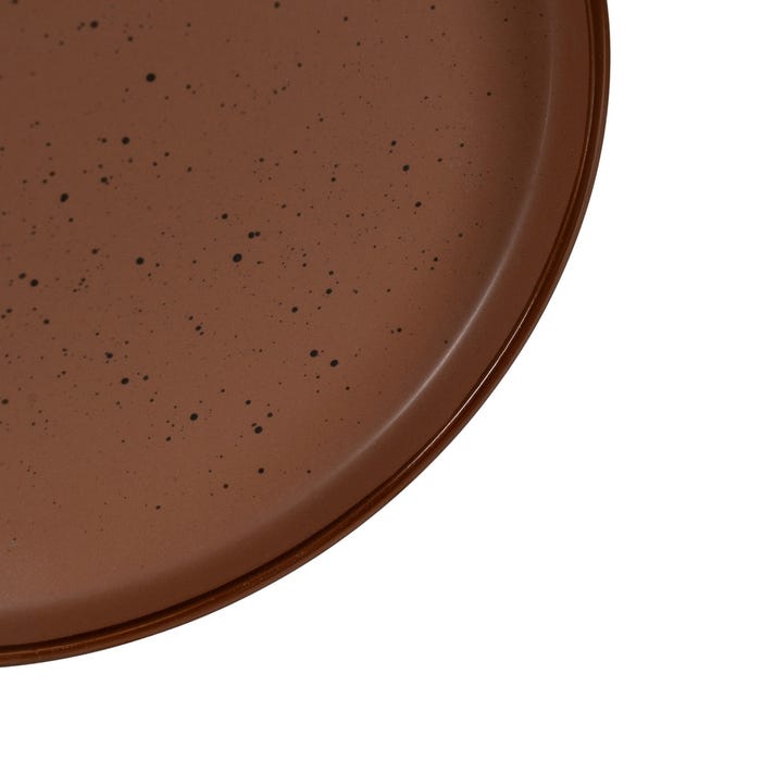 Brown Stoneware Kitchen Dessert Plate 20.50 X 20.50 X 2.50 Cm