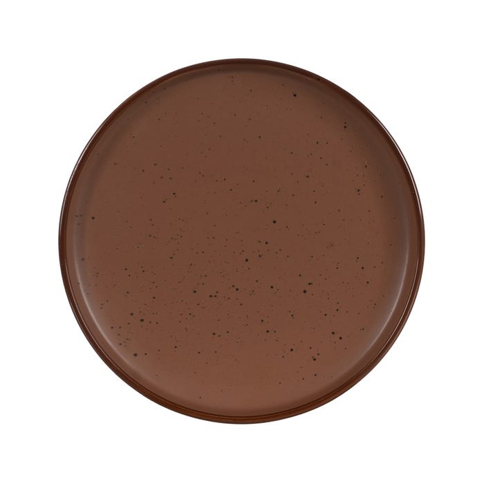 Plato Postre Marrón Stoneware Cocina 20,50 X 20,50 X 2,50 Cm