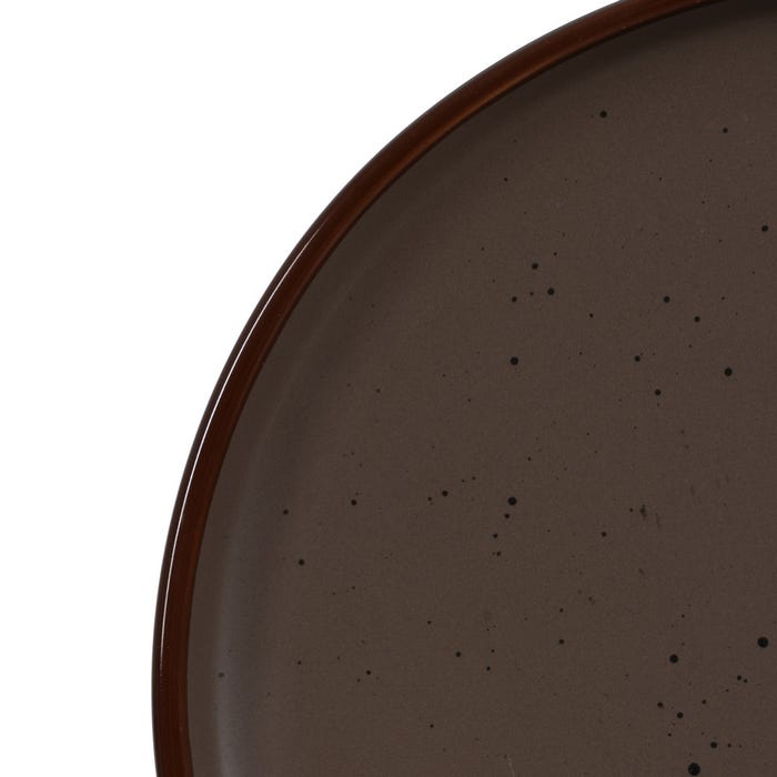 Brown Stoneware Kitchen Dessert Plate 20.50 X 20.50 X 2.50 Cm