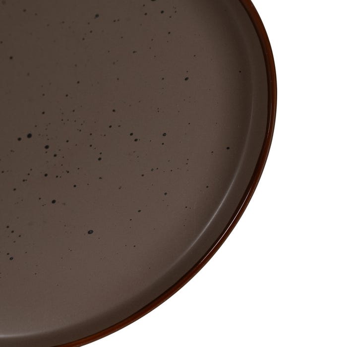 Brown Stoneware Kitchen Dessert Plate 20.50 X 20.50 X 2.50 Cm